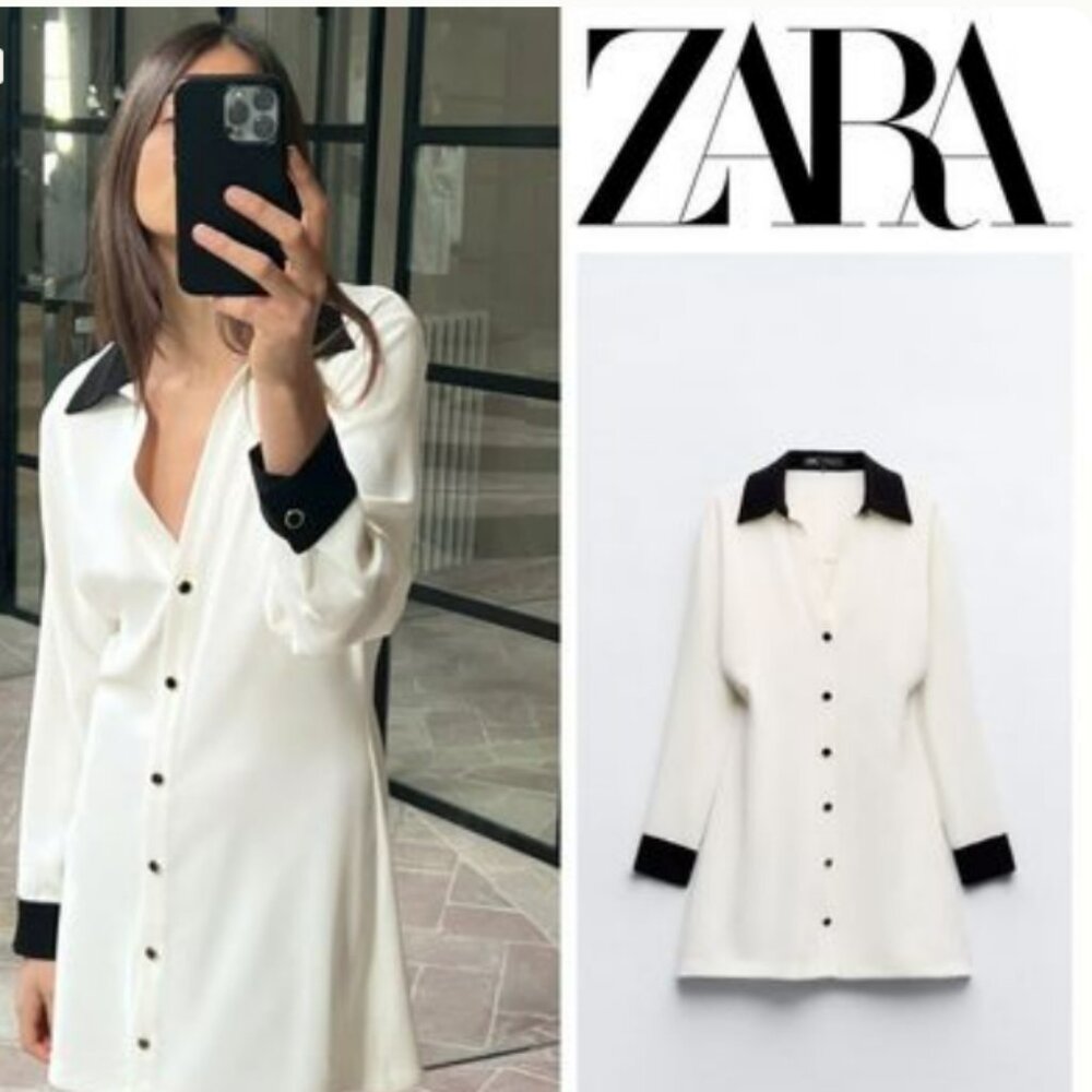 Zara Contrast Trim Mini Dress - Never Worn - Picture 6 of 6